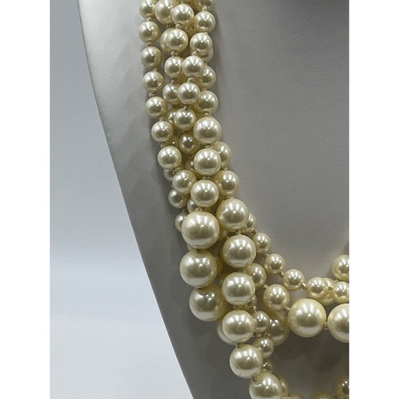 J. Crew Five Multi-Strand Cream Round Faux Pearl Necklace New‎ - Picture 2 of 13